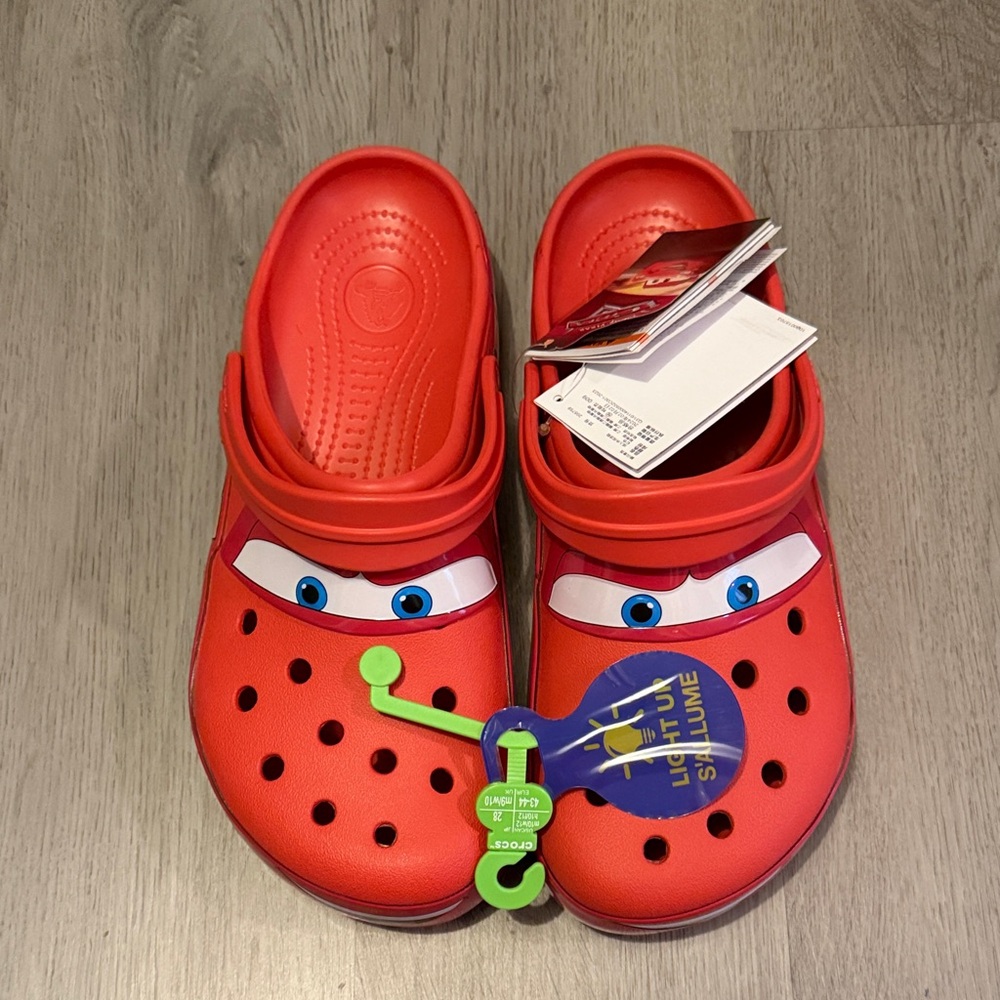 CROCS Red Slippers with Cartoon Eyes